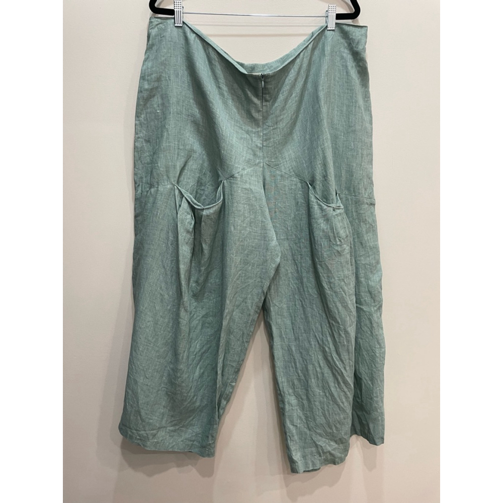 Terraware Wide Leg Linen Slouchy Crop Pants XXL Artsy Lagenlook Lightweight